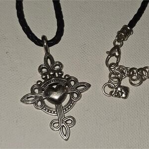 Brighton Silver Religious‎ Cross Sacred Heart Corded Pendant Necklace